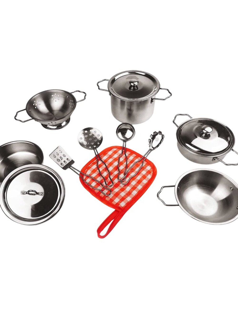 NWT Kids Stainless Steel Kitchen Accessory Set – 11pc Cooking Toy Kit - Picture 11 of 13